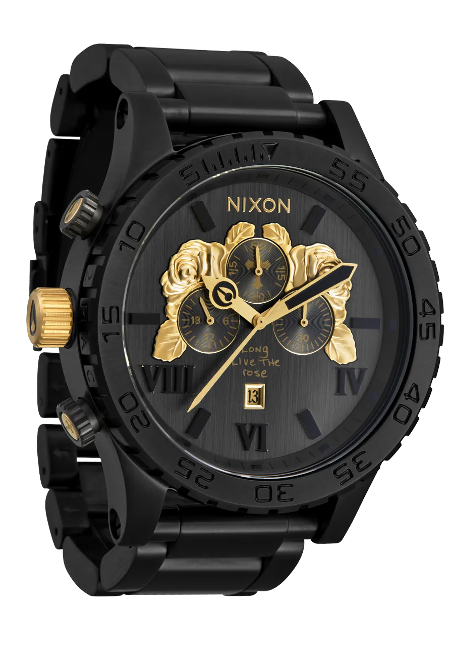 2PAC 51-30 CHRONO Black and Gold Oversized Watch A1376-010