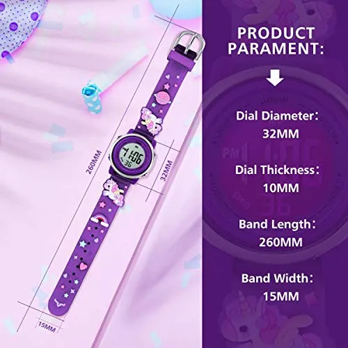 3D Cartoon Digital Waterproof Watch (Girls, Ages 3-12)