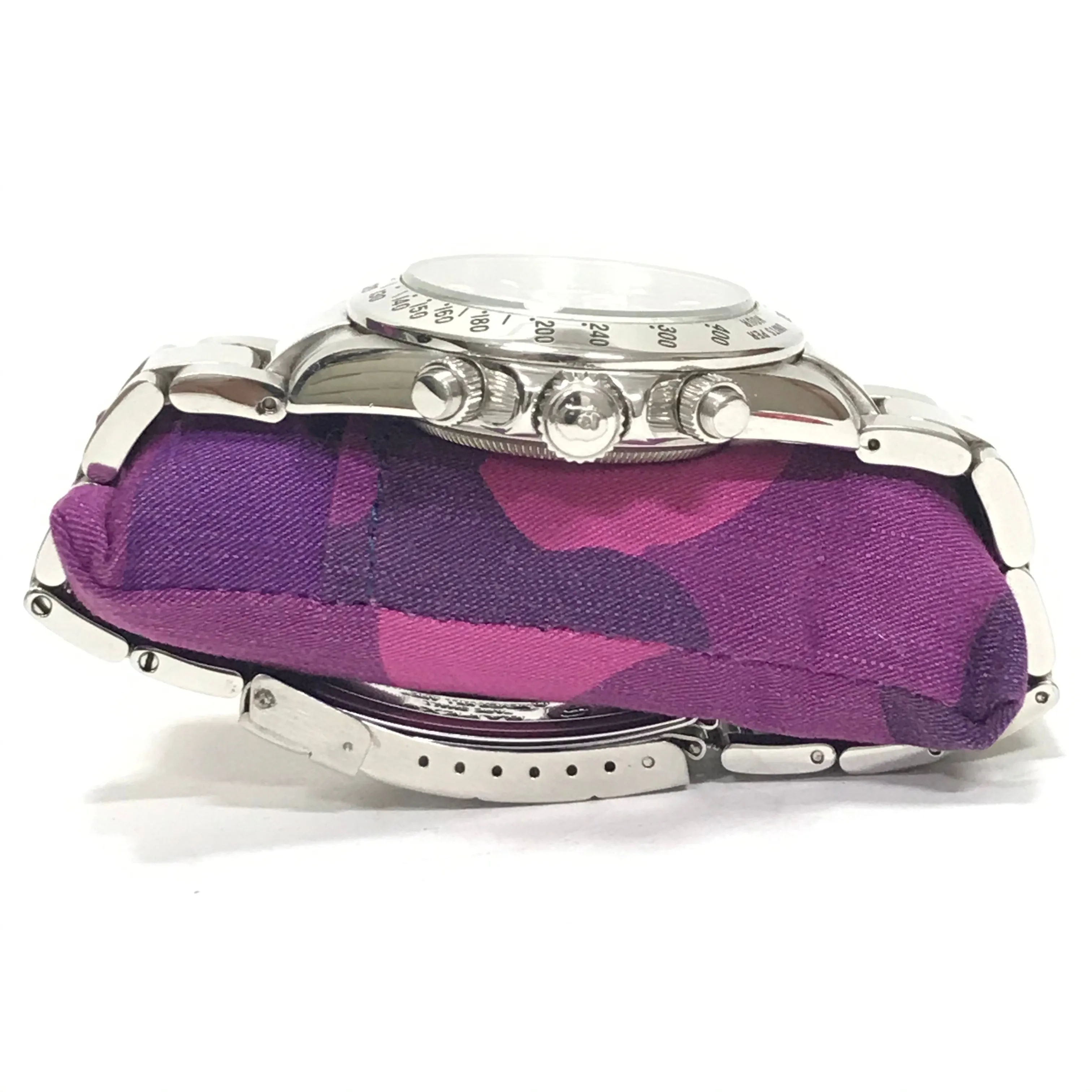 A Bathing Ape Bape Type 3 Daytona Automatic Bapex Watch Silver/Purple