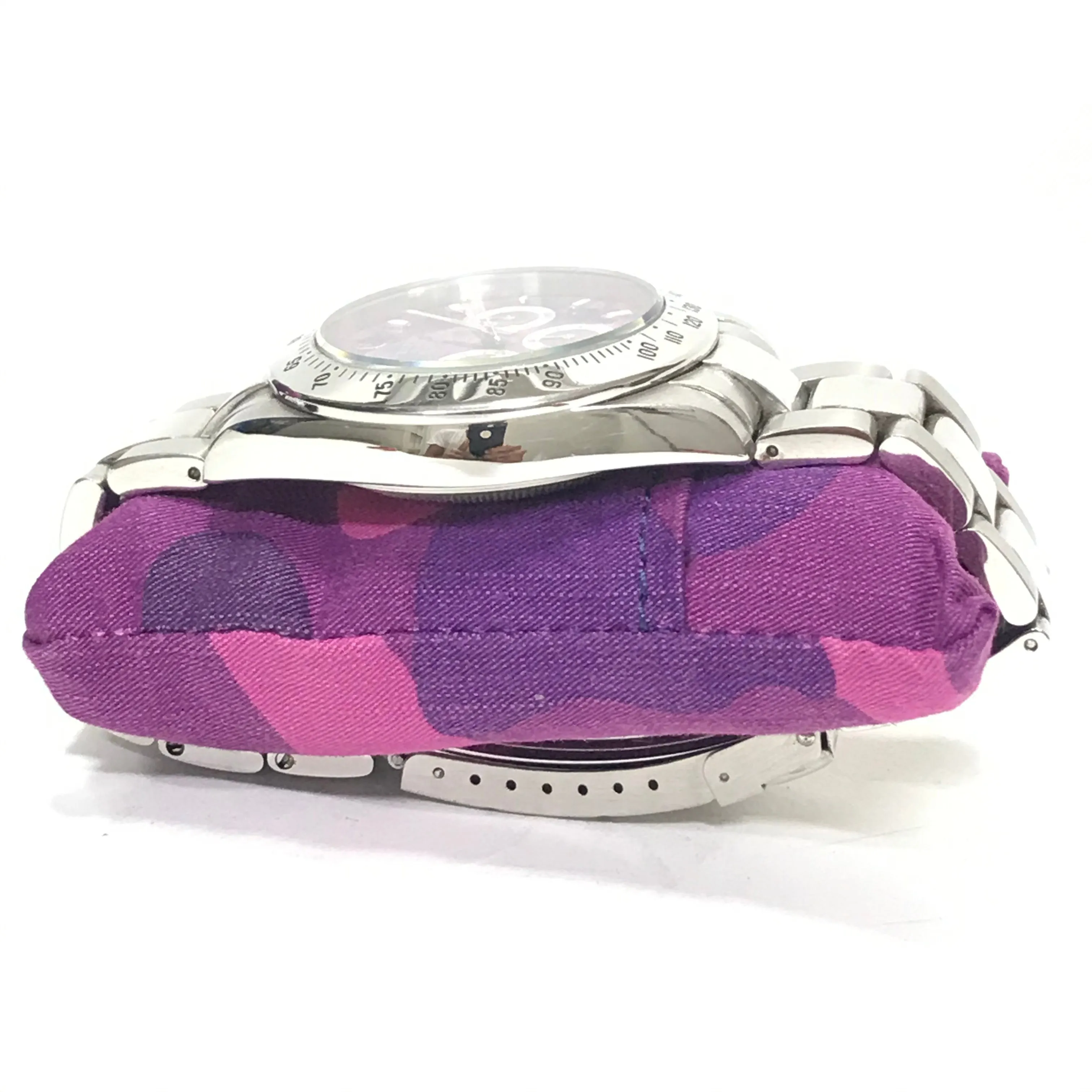 A Bathing Ape Bape Type 3 Daytona Automatic Bapex Watch Silver/Purple