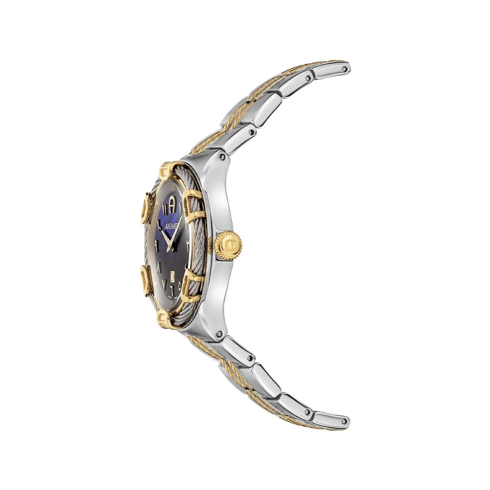 AIGNER Women's Silver & Gold Blue Dial Watch