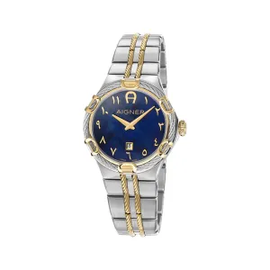 AIGNER Women's Silver & Gold Blue Dial Watch