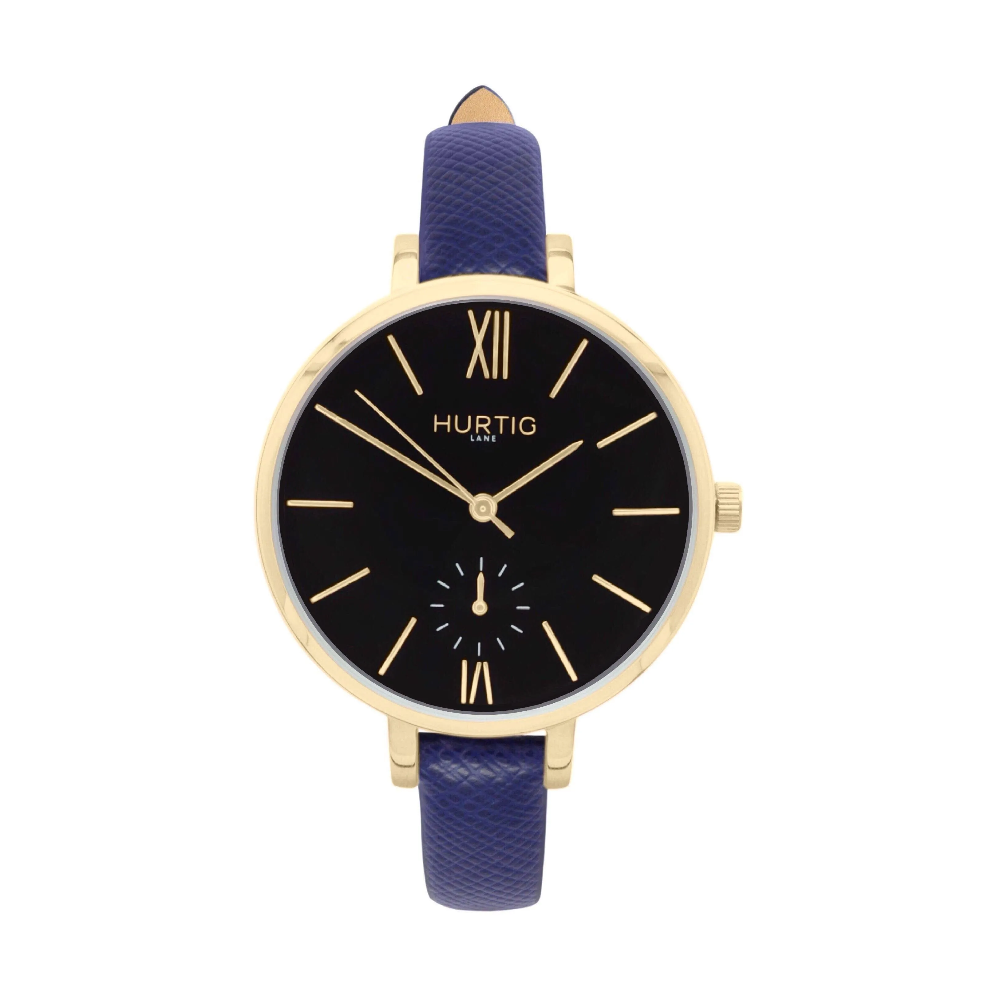 Amalfi Petite Vegan Leather Watch Gold, Black & Coral