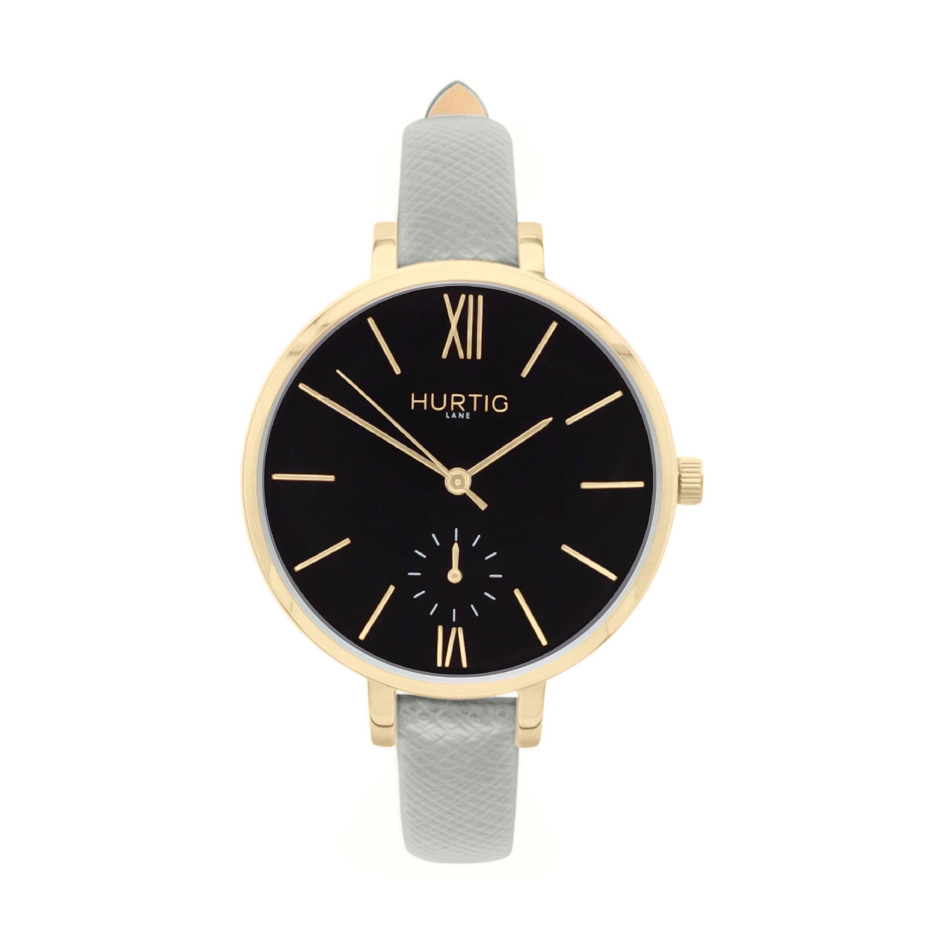 Amalfi Petite Vegan Leather Watch Gold, Black & Coral