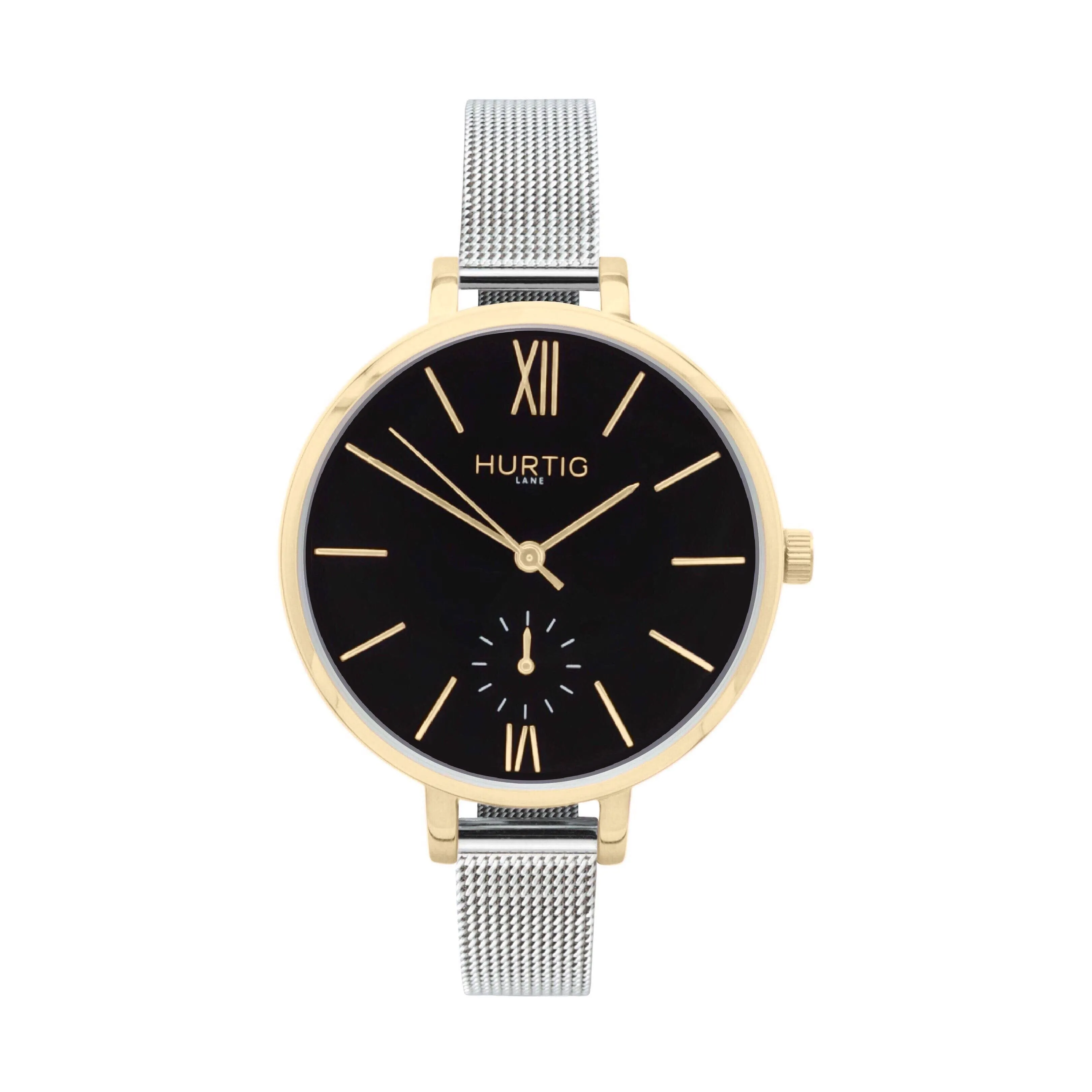 Amalfi Petite Vegan Leather Watch Gold, Black & Coral