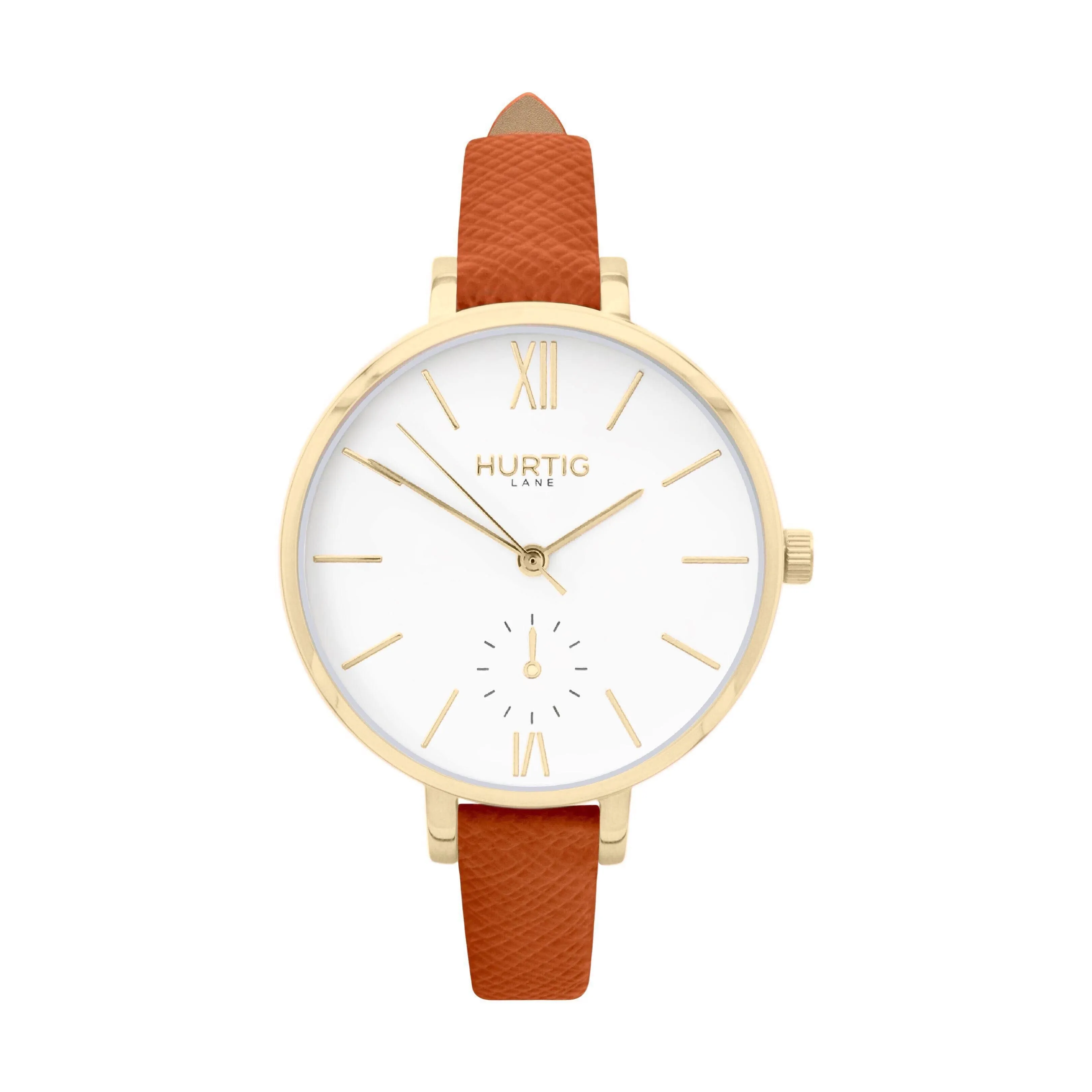 Amalfi Petite Vegan Leather Watch Gold, White & Coral