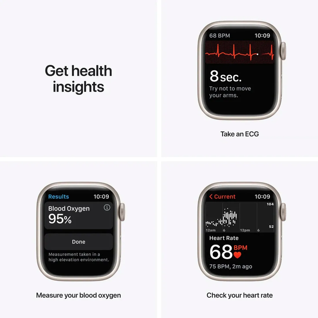 Apple Watch Series 7 GPS   Cellular, 45mm Starlight Aluminium Case with Starlight Sport Band - AU Version ( Refurbished Grade B)