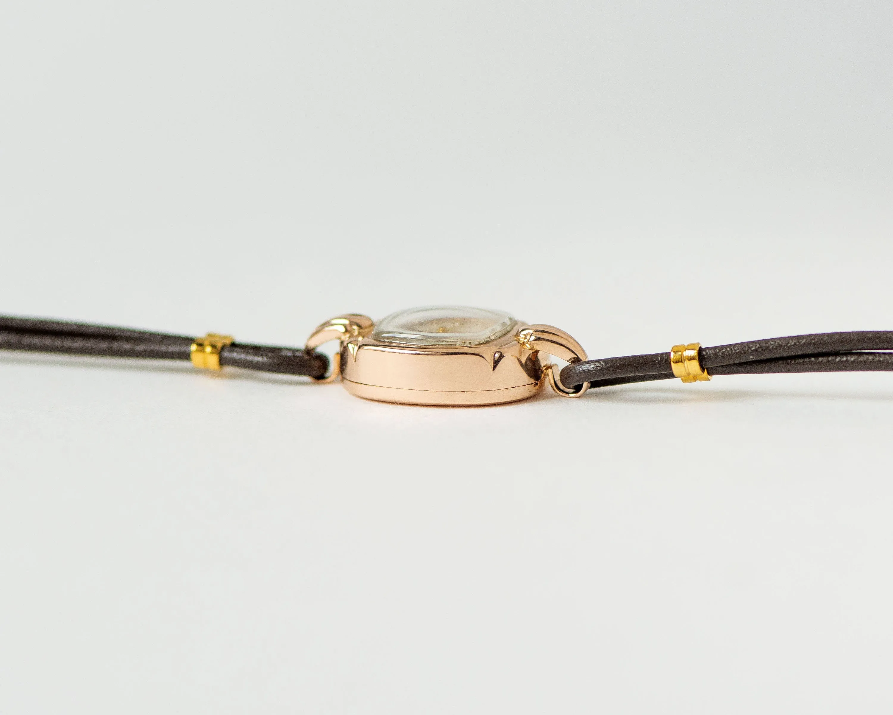 Art deco style women watch solid gold 14K, lady watch Dawn sunburst cocktail jewelry, deliacte square watch gift timepiece new leather strap