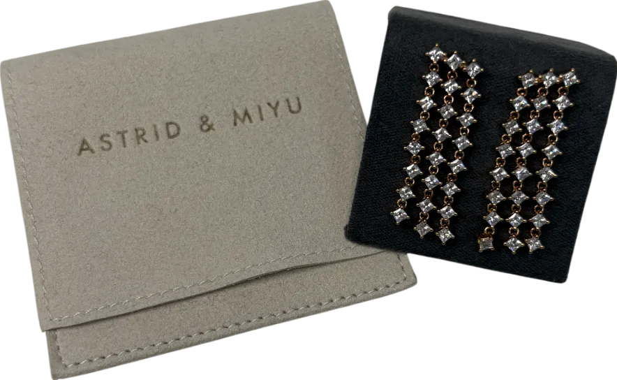 Astrid & Miyu Metallic Cosmic Star 18ct Gold Plated Drop Earrings One Size