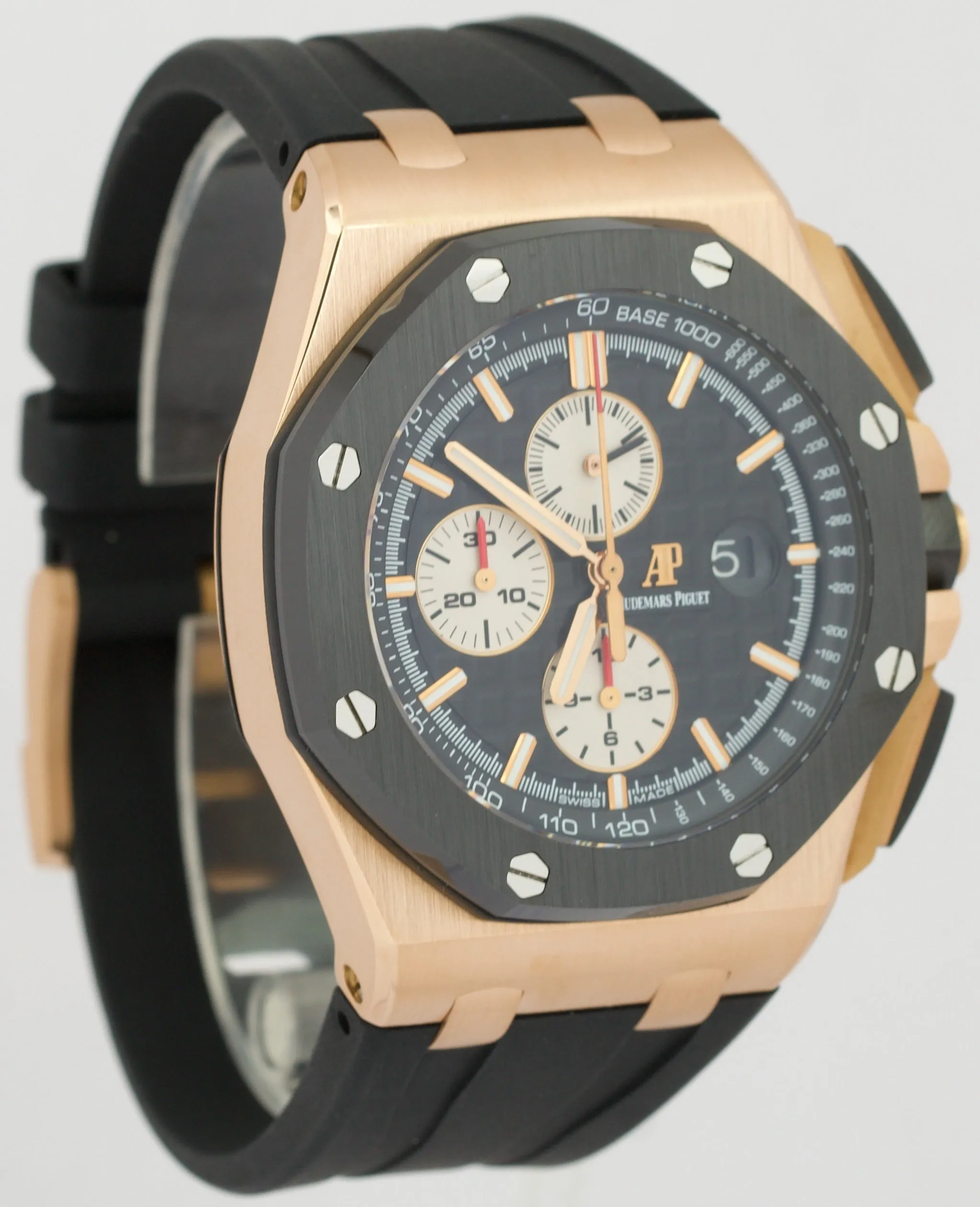 Audemars Piguet Royal Oak Offshore 18K Rose Gold BLACK Rubber 44mm 26401RO