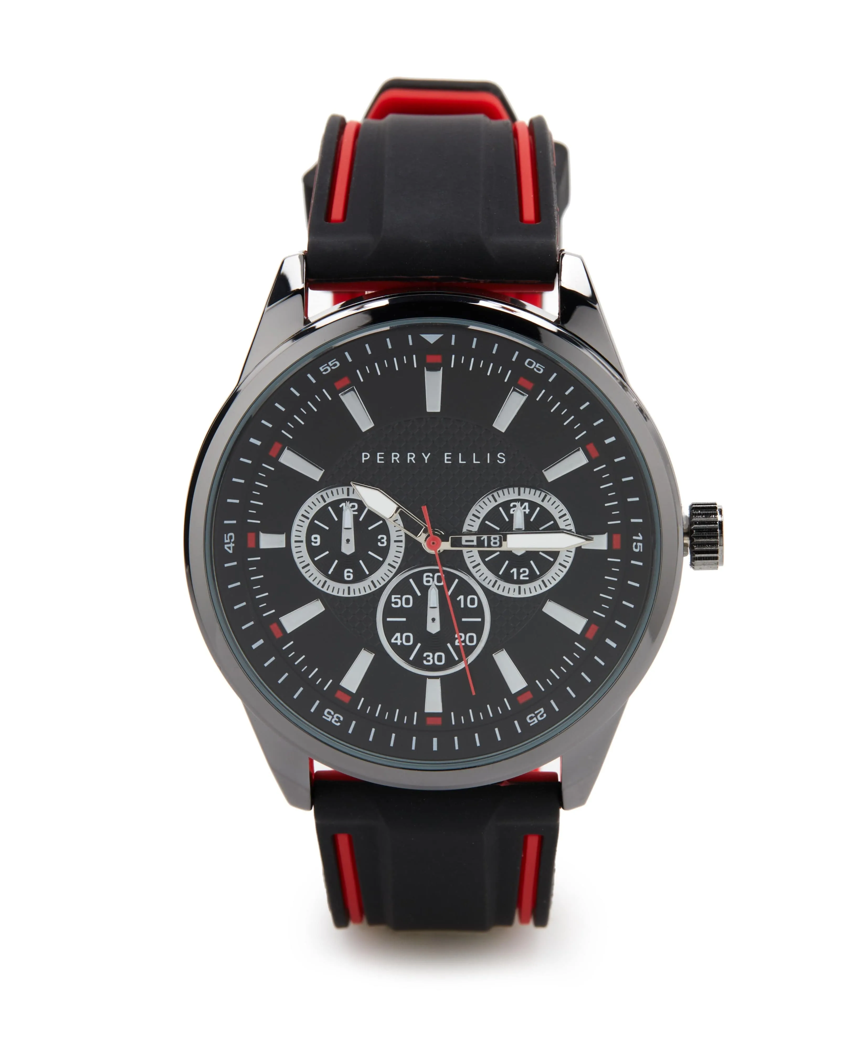 Black and Red Silicone Strap Watch
