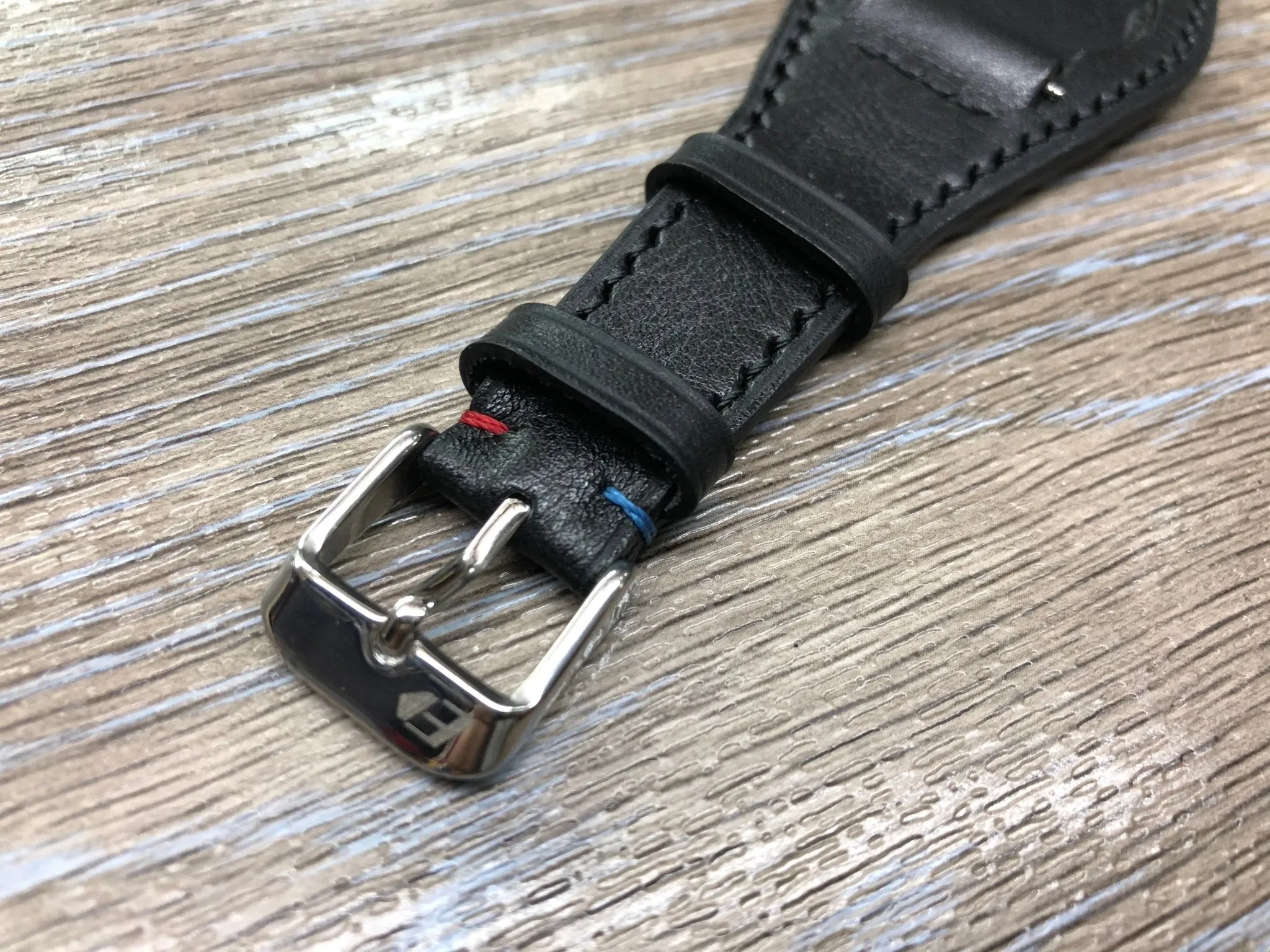 Black Leather Watch Straps, Full Bund Straps 20mm lug width, Leather Cuff watch straps, Mens Wrist watch band in 19mm, Personalise Christmas Gifts