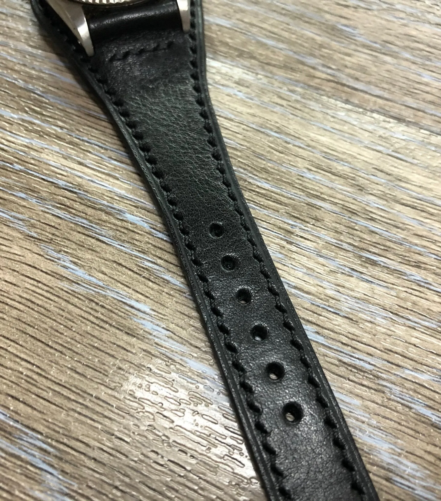 Black Leather Watch Straps, Full Bund Straps 20mm lug width, Leather Cuff watch straps, Mens Wrist watch band in 19mm, Personalise Christmas Gifts