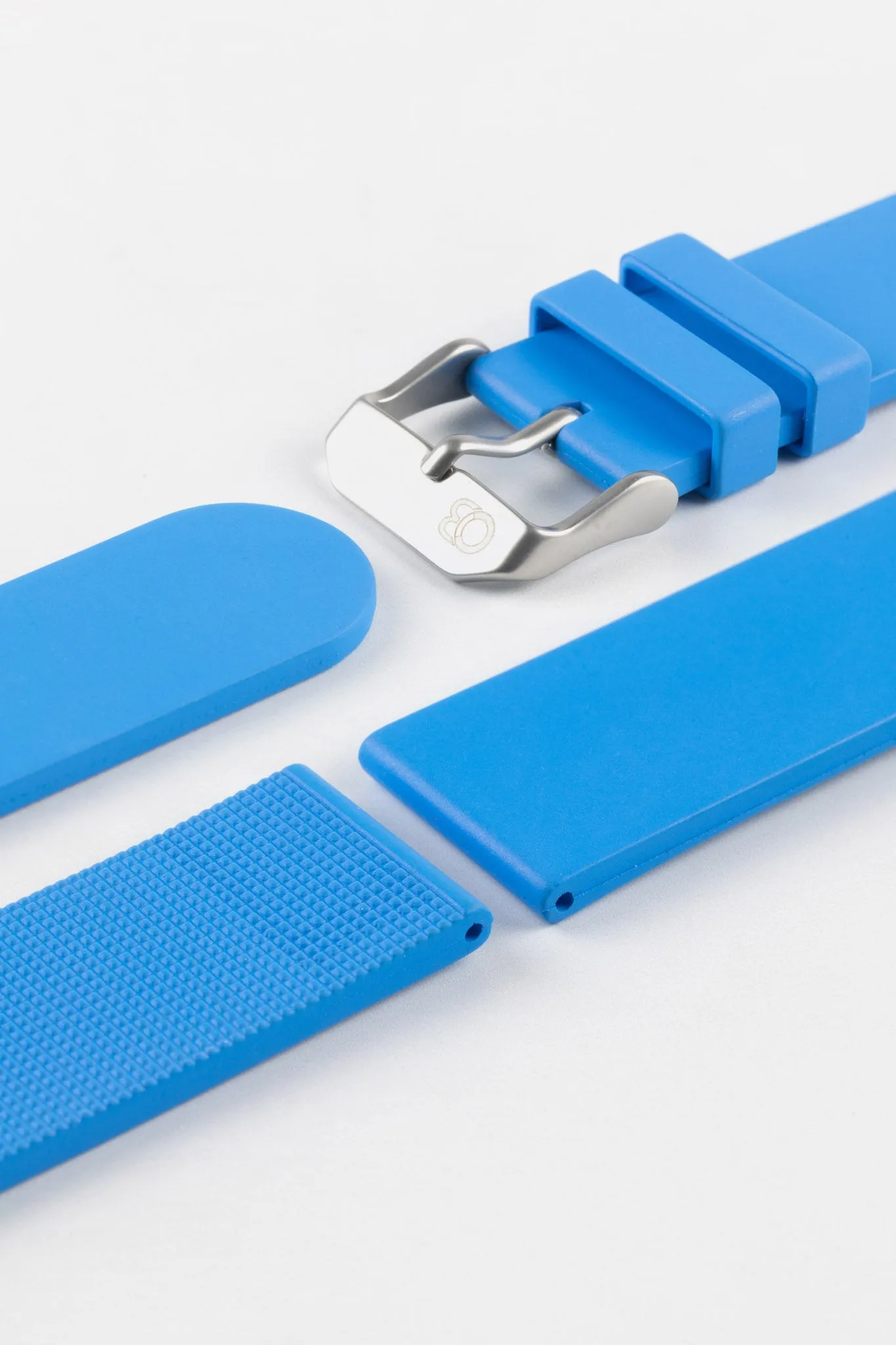 Bonetto Cinturini 270 Self-Punch Rubber Watch Strap in AZURE BLUE