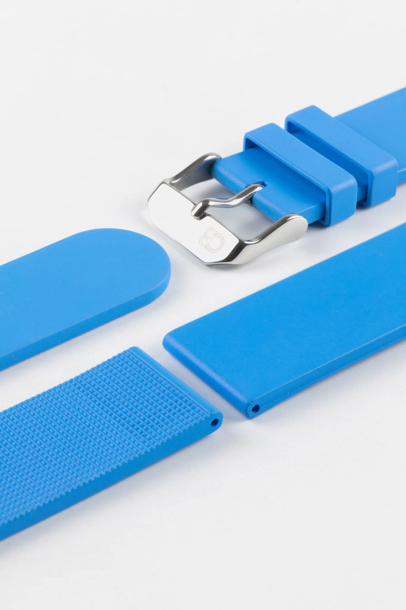 Bonetto Cinturini 270 Self-Punch Rubber Watch Strap in AZURE BLUE