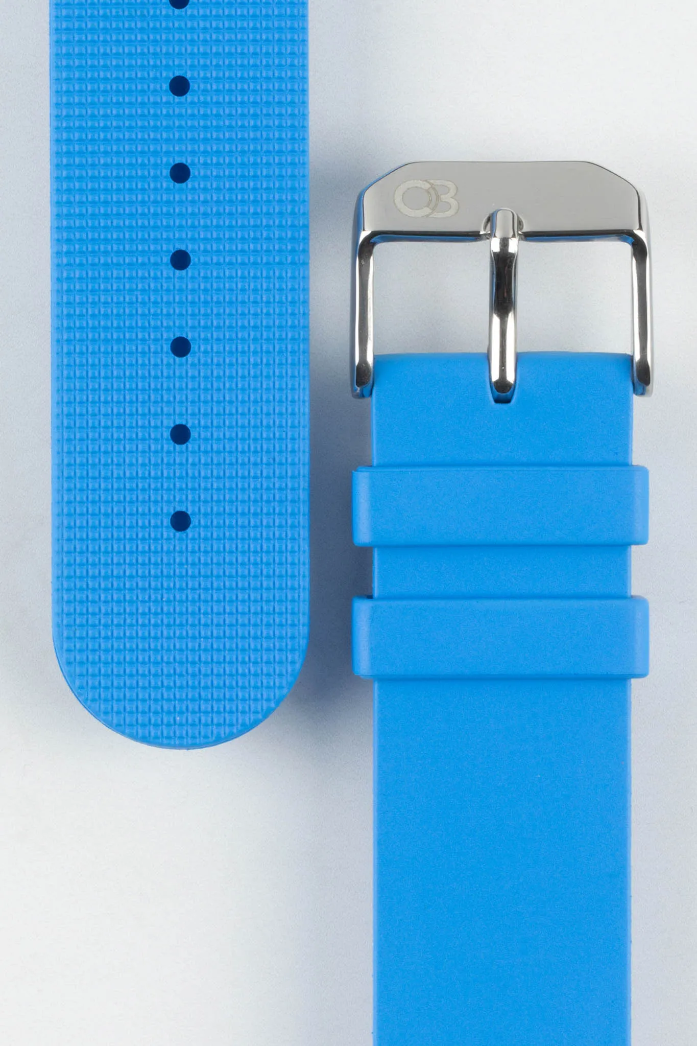 Bonetto Cinturini 270 Self-Punch Rubber Watch Strap in AZURE BLUE