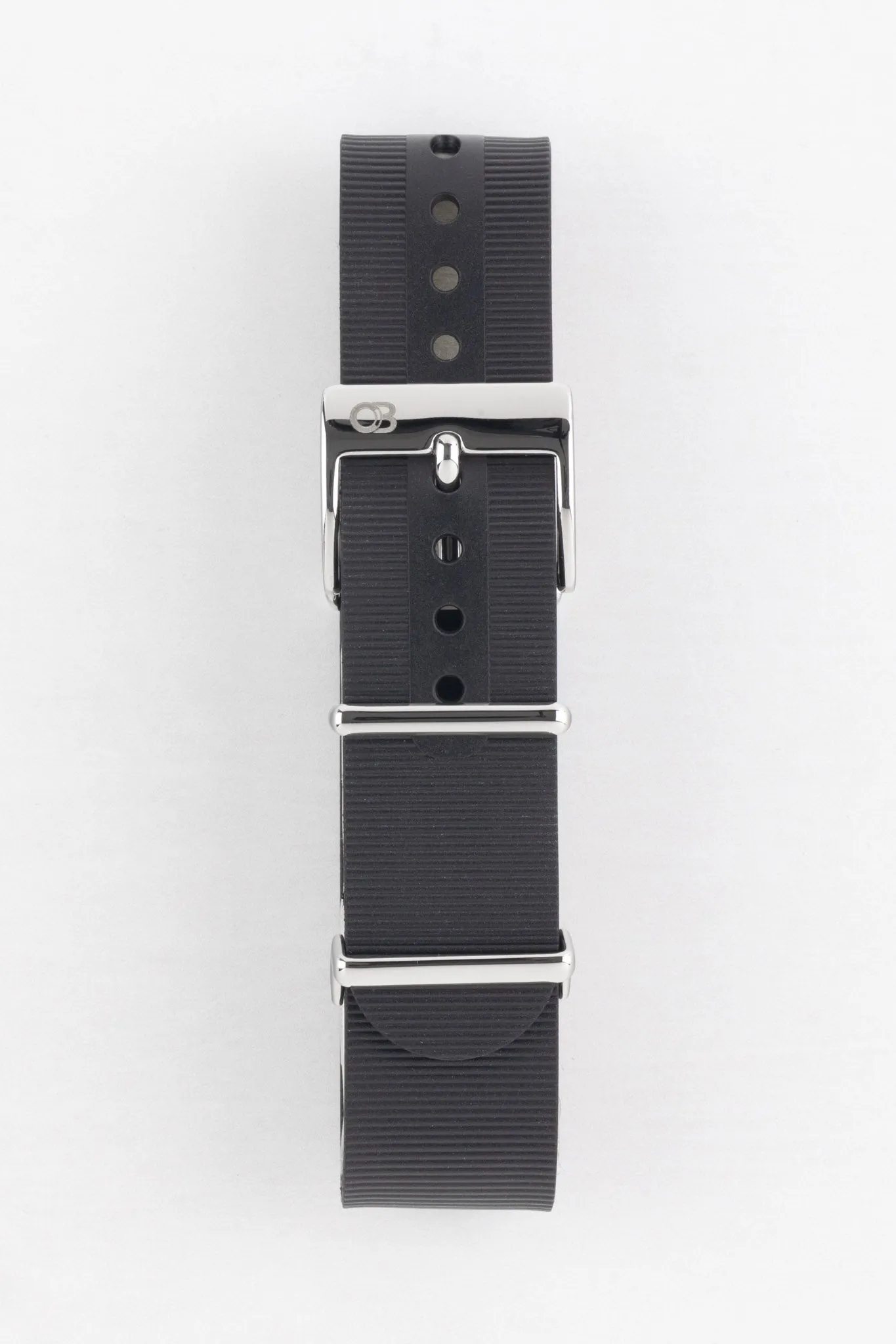 Bonetto Cinturini 328 Premium Rubber One-Piece Watch Strap in BLACK