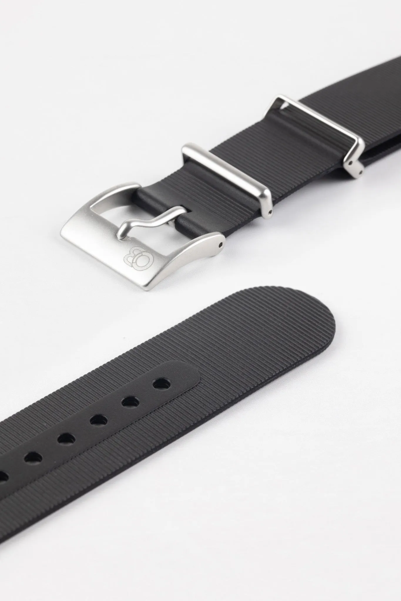 Bonetto Cinturini 328 Premium Rubber One-Piece Watch Strap in BLACK