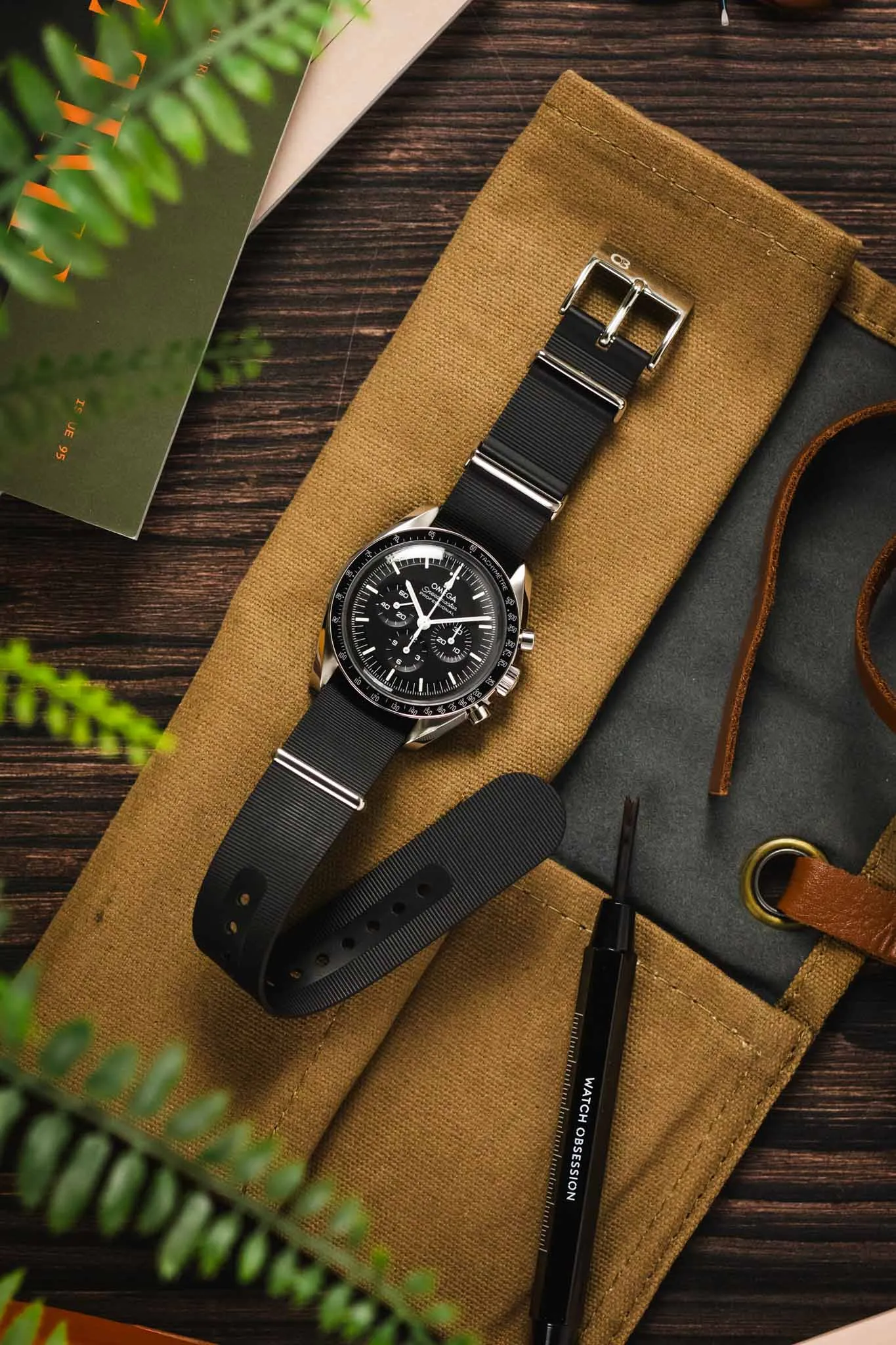 Bonetto Cinturini 328 Premium Rubber One-Piece Watch Strap in BLACK