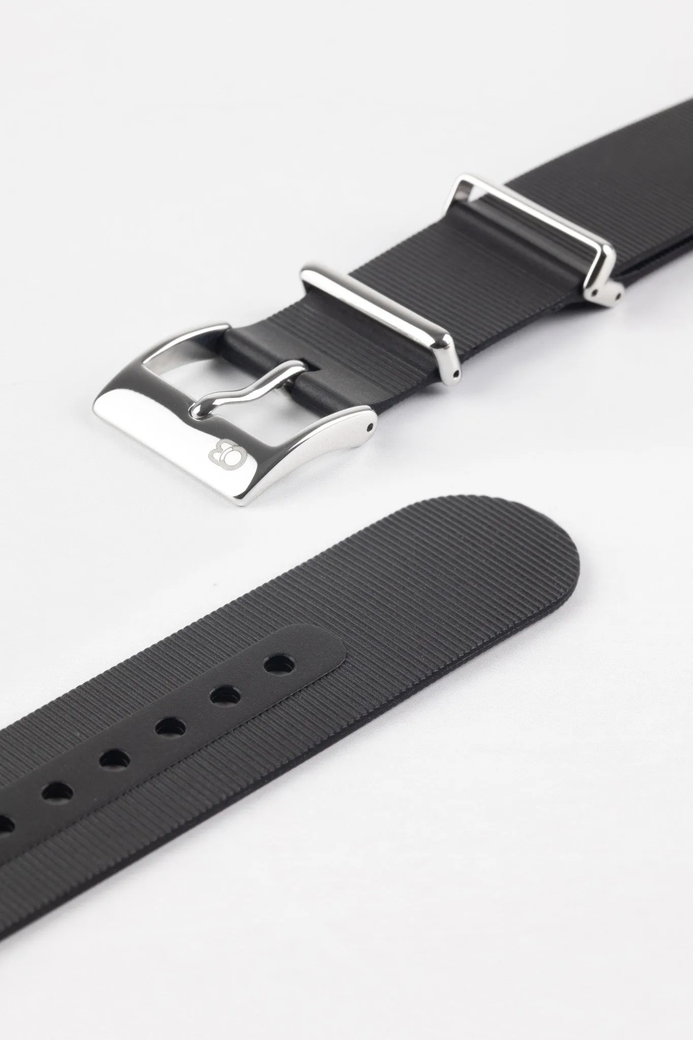 Bonetto Cinturini 328 Premium Rubber One-Piece Watch Strap in BLACK