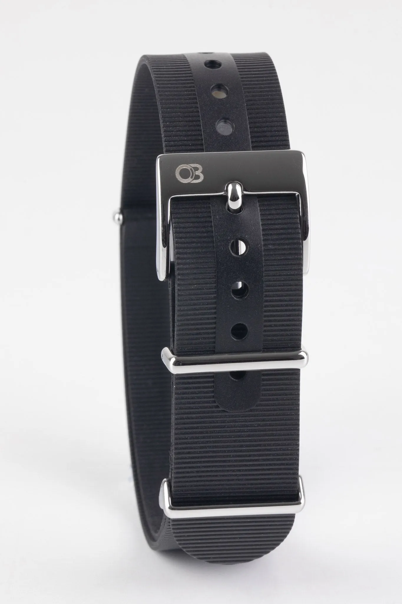 Bonetto Cinturini 328 Premium Rubber One-Piece Watch Strap in BLACK