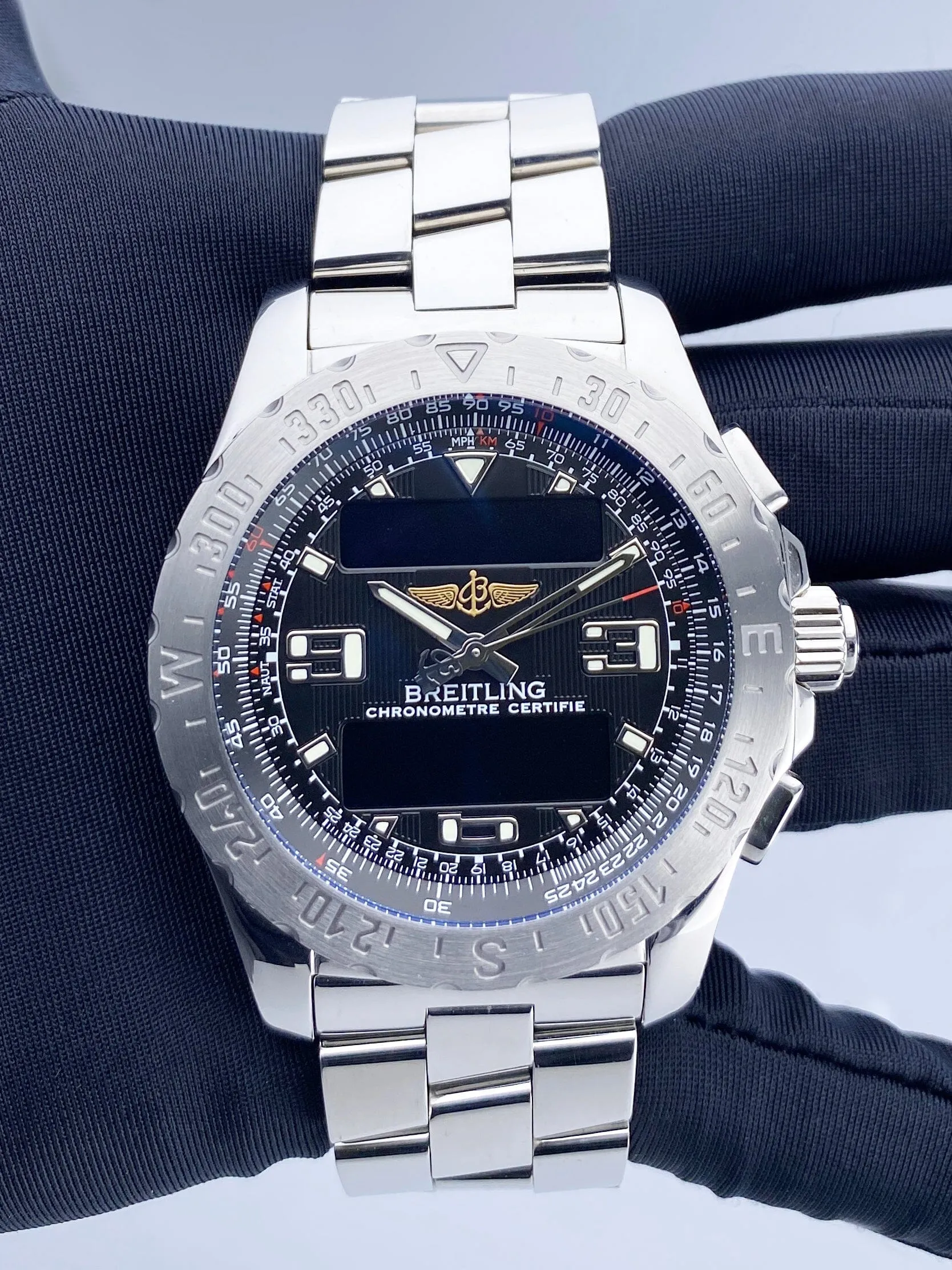 Breitling Airwolf A7836323 Black Dial Steel Mens Watch