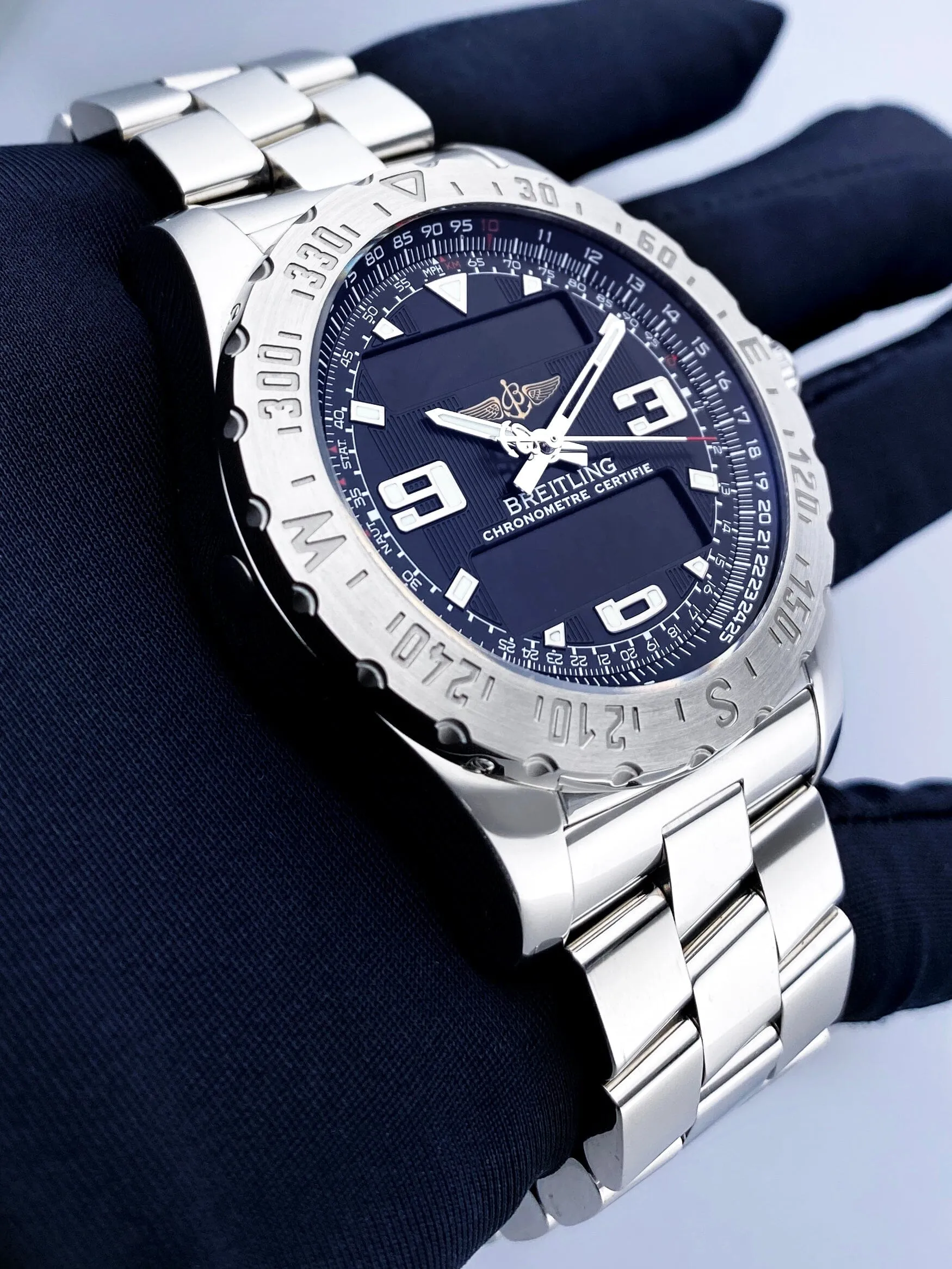 Breitling Airwolf A7836323 Black Dial Steel Mens Watch