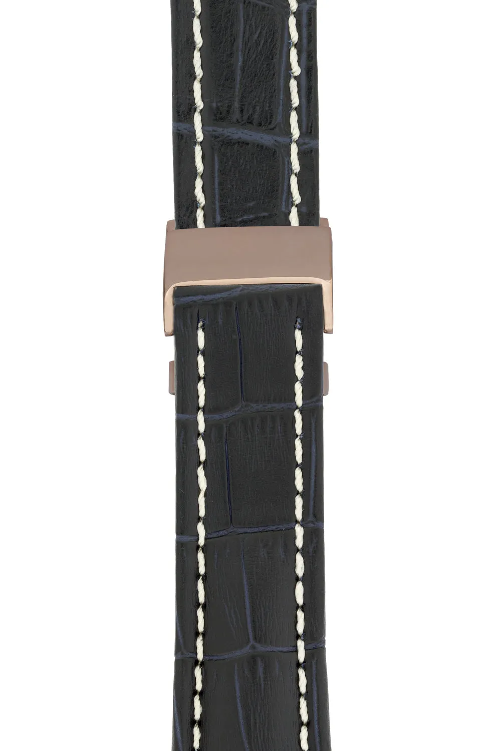 Breitling-Style Alligator-Embossed Deployment Watch Strap Blue