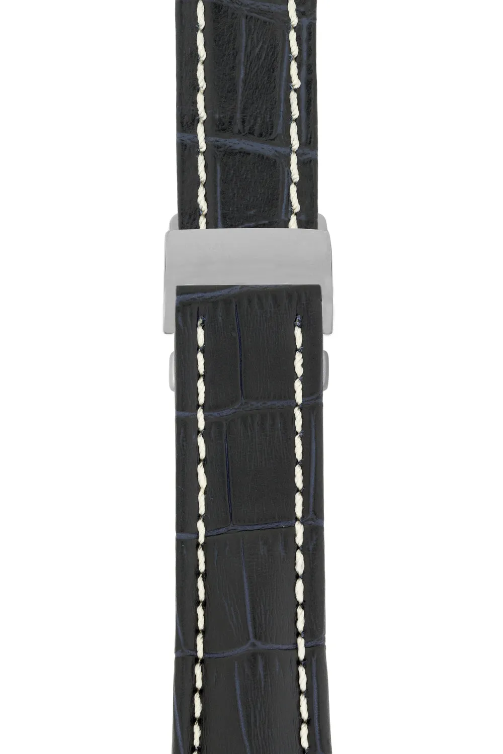 Breitling-Style Alligator-Embossed Deployment Watch Strap Blue