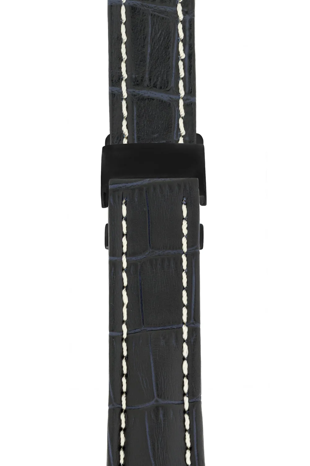 Breitling-Style Alligator-Embossed Deployment Watch Strap Blue