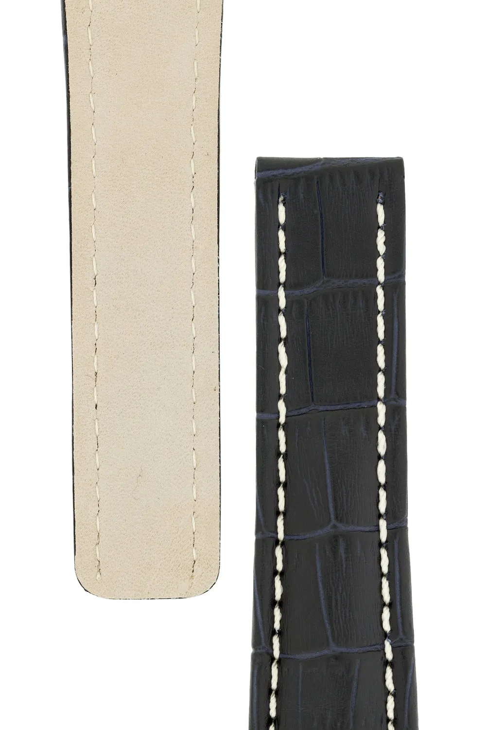 Breitling-Style Alligator-Embossed Deployment Watch Strap Blue