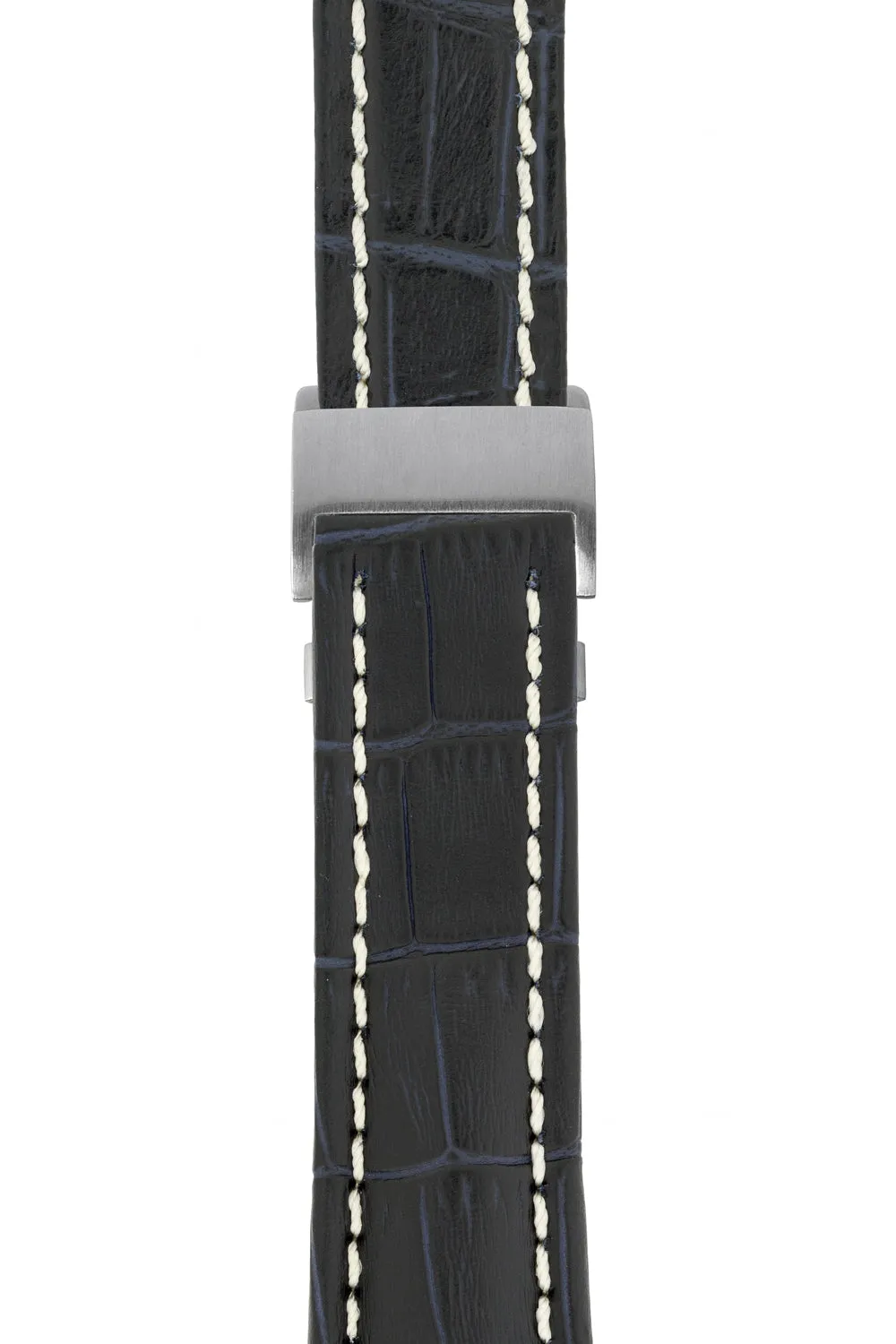 Breitling-Style Alligator-Embossed Deployment Watch Strap Blue