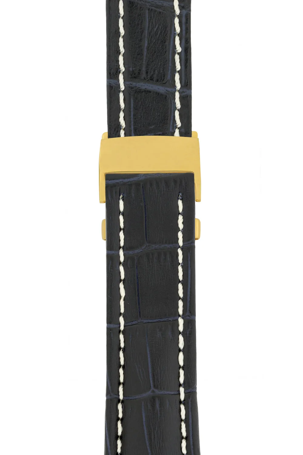 Breitling-Style Alligator-Embossed Deployment Watch Strap Blue