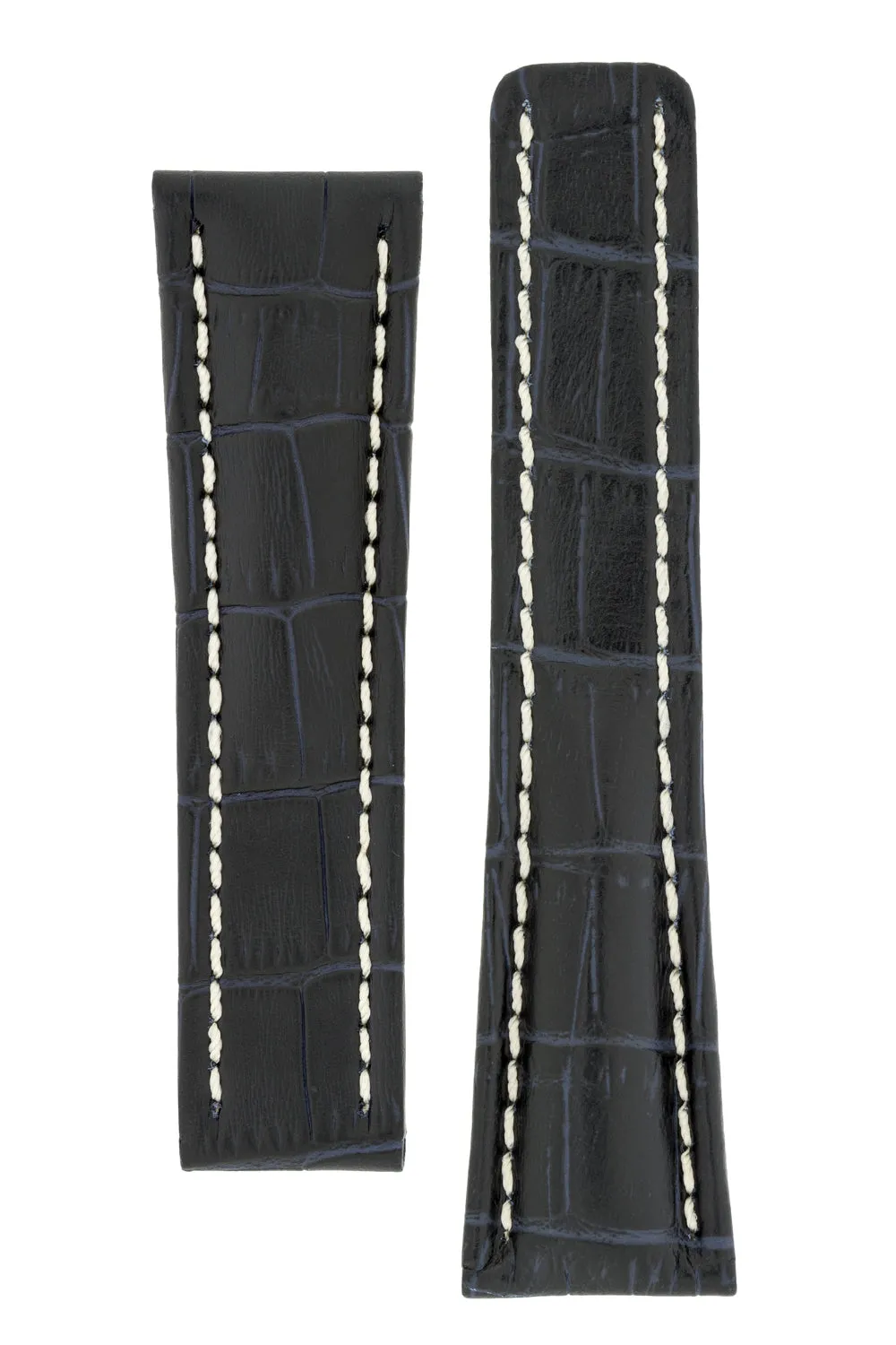 Breitling-Style Alligator-Embossed Deployment Watch Strap Blue