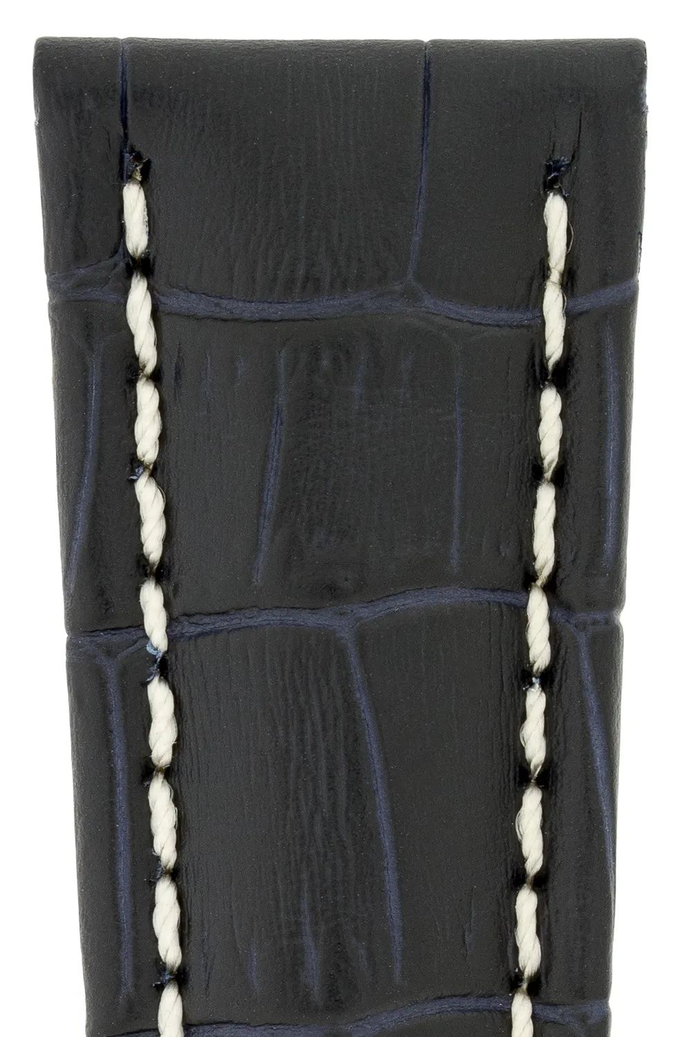 Breitling-Style Alligator-Embossed Deployment Watch Strap Blue