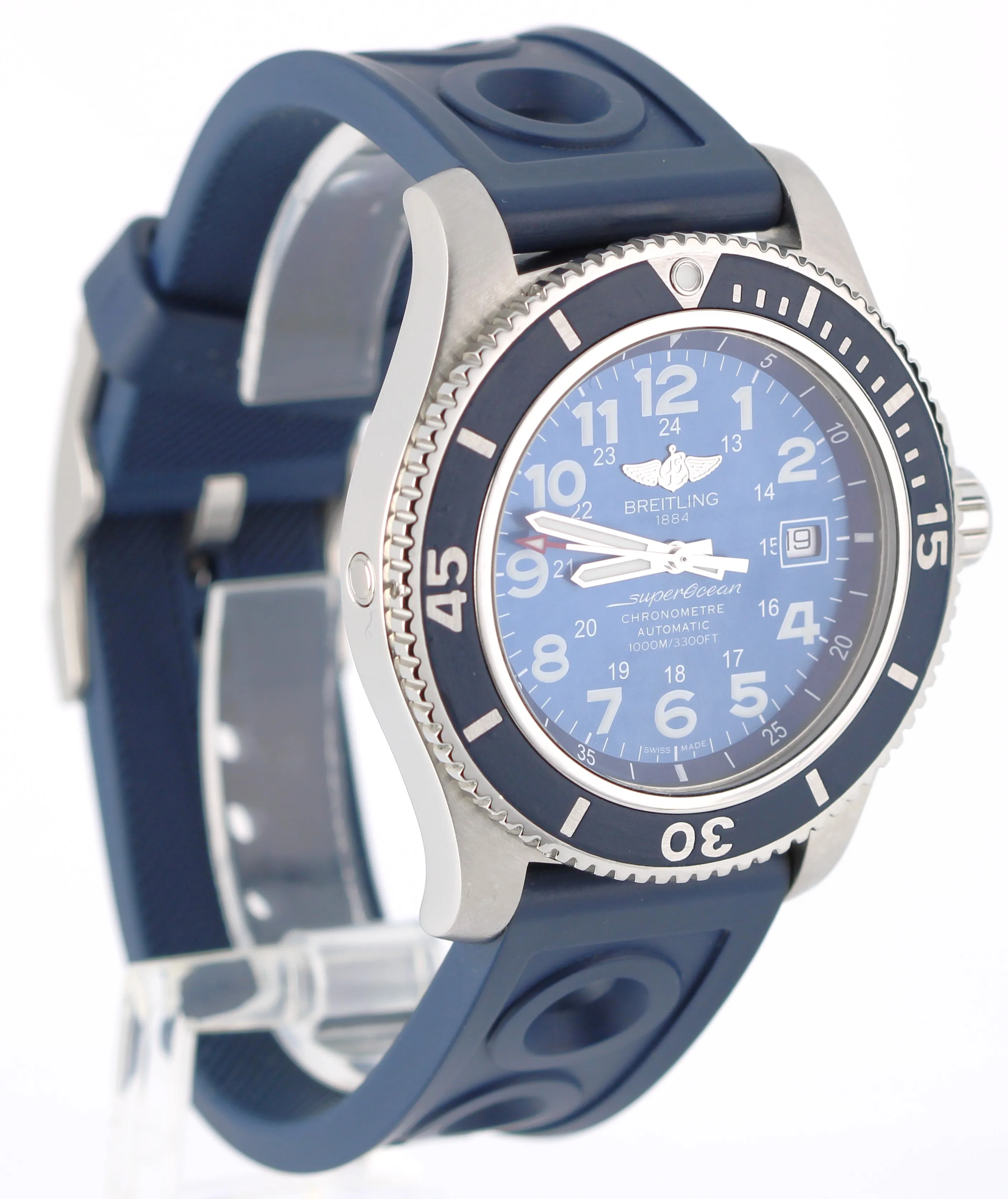 Breitling SuperOcean II 44 PAPERS Steel Blue 44mm Rubber A17392 Watch BOX