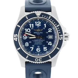 Breitling SuperOcean II 44 PAPERS Steel Blue 44mm Rubber A17392 Watch BOX