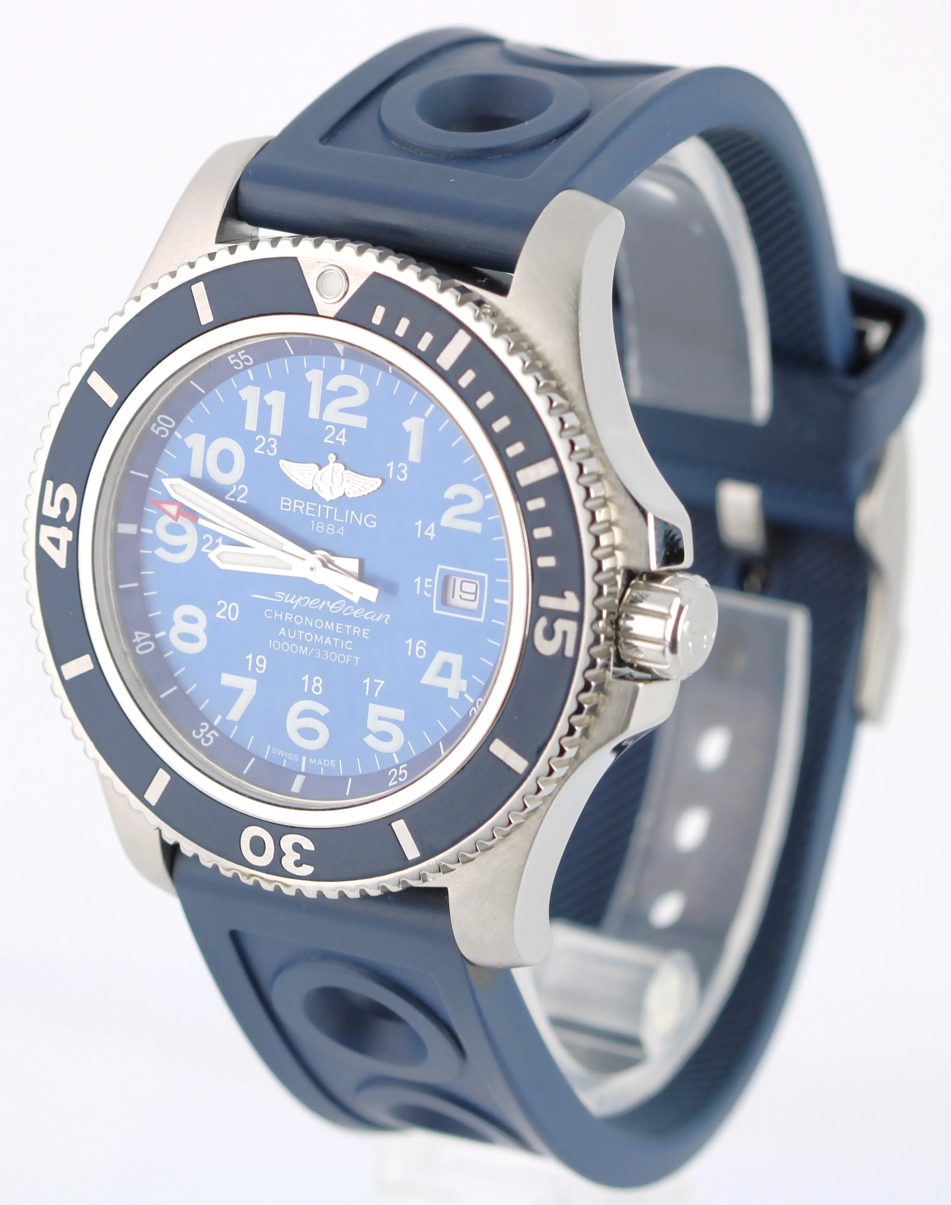 Breitling SuperOcean II 44 PAPERS Steel Blue 44mm Rubber A17392 Watch BOX
