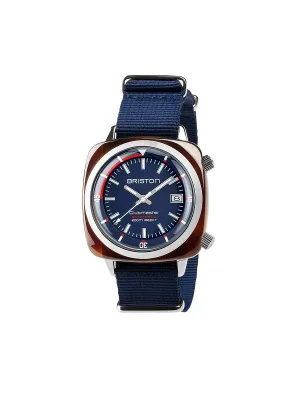 Briston Clubmaster Diver Acetate Automatic HMS Tortoise Shell Navy Blue Dial 42mm