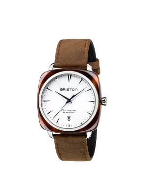 Briston Clubmaster Iconic Acetate Automatic HMS Date Tortoise Shell White Dial 40mm