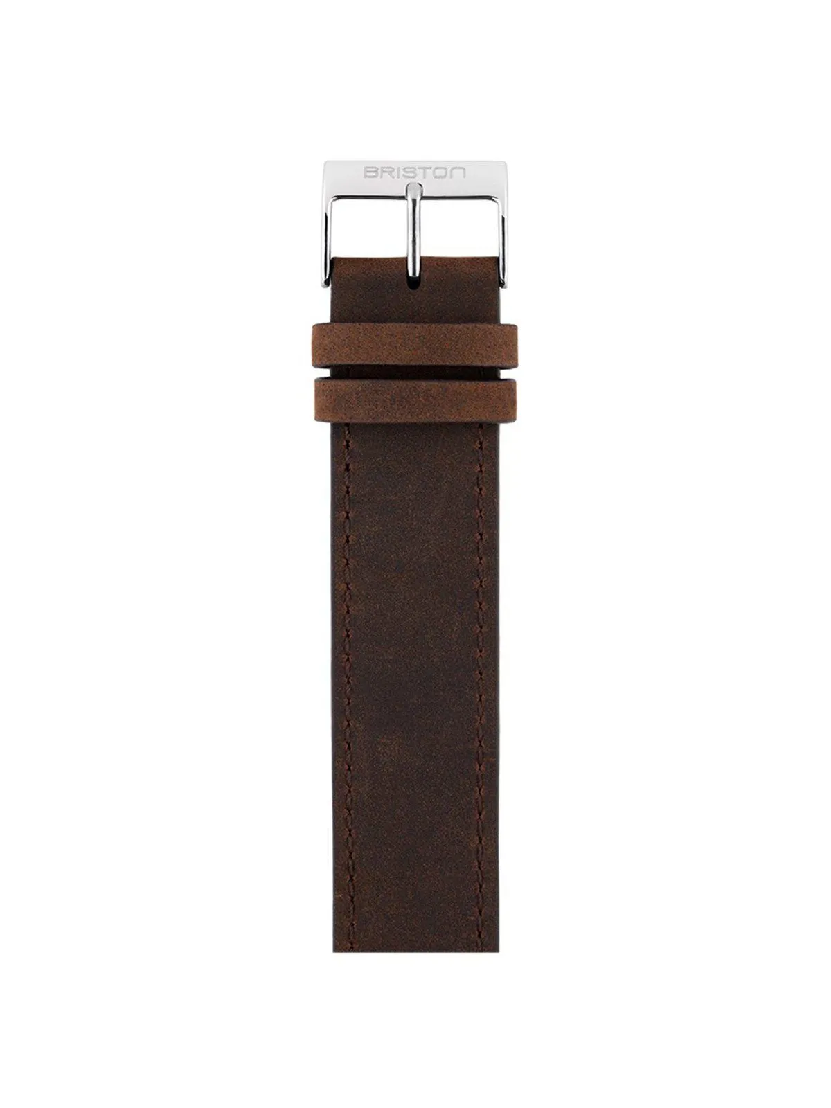 Briston Vintage Leather Strap Chocolate Polished Steel 20mm