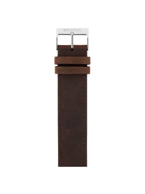 Briston Vintage Leather Strap Chocolate Polished Steel 20mm