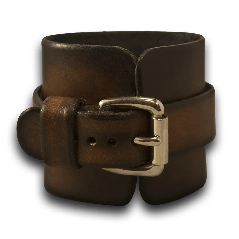 Brown Stressed Rockstar Leather Cuff Watch