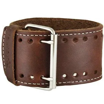 Brown XL Stitch Leather Cuff Watch Band 24mm BLBB