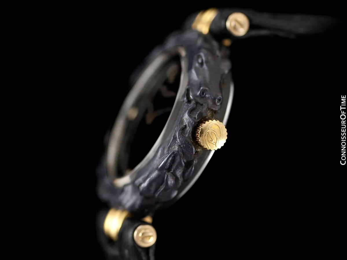 Carrera y Carrera Ladies Equestrian 18K Gold & Sculptured Titanium Horse Watch