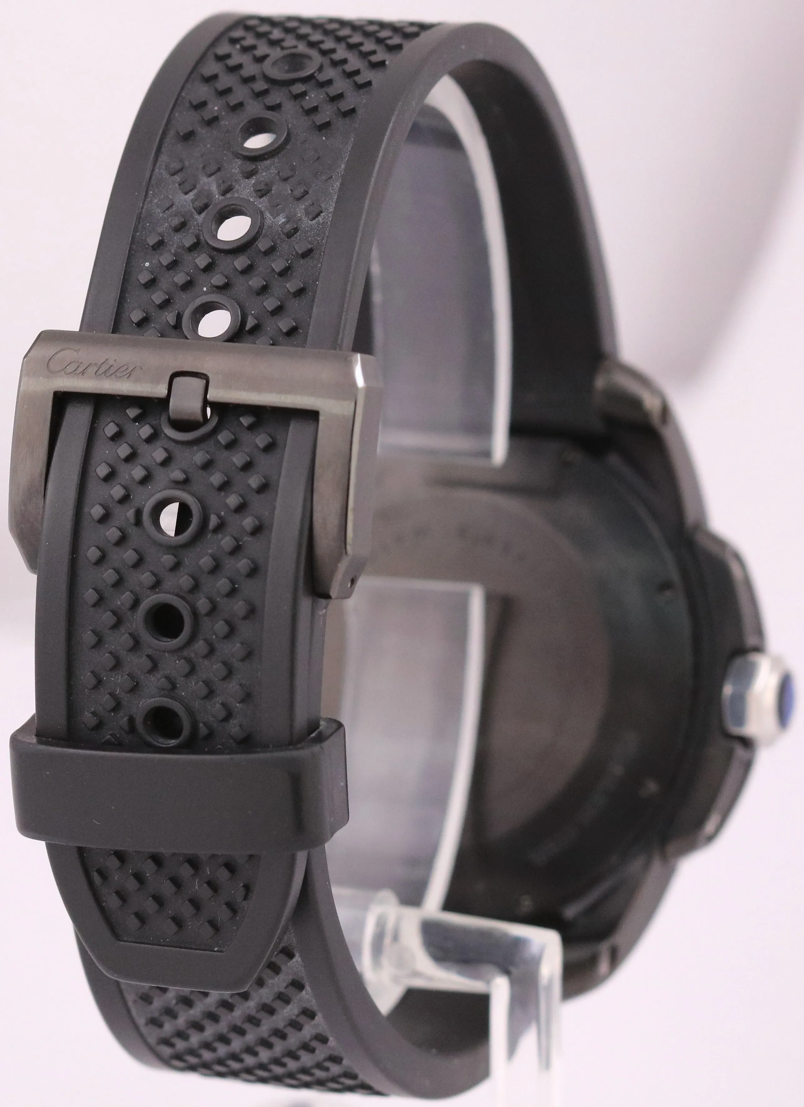 Cartier Calibre Diver BLACK Stainless Steel Rubber Date 42mm Watch 3729 W7100056