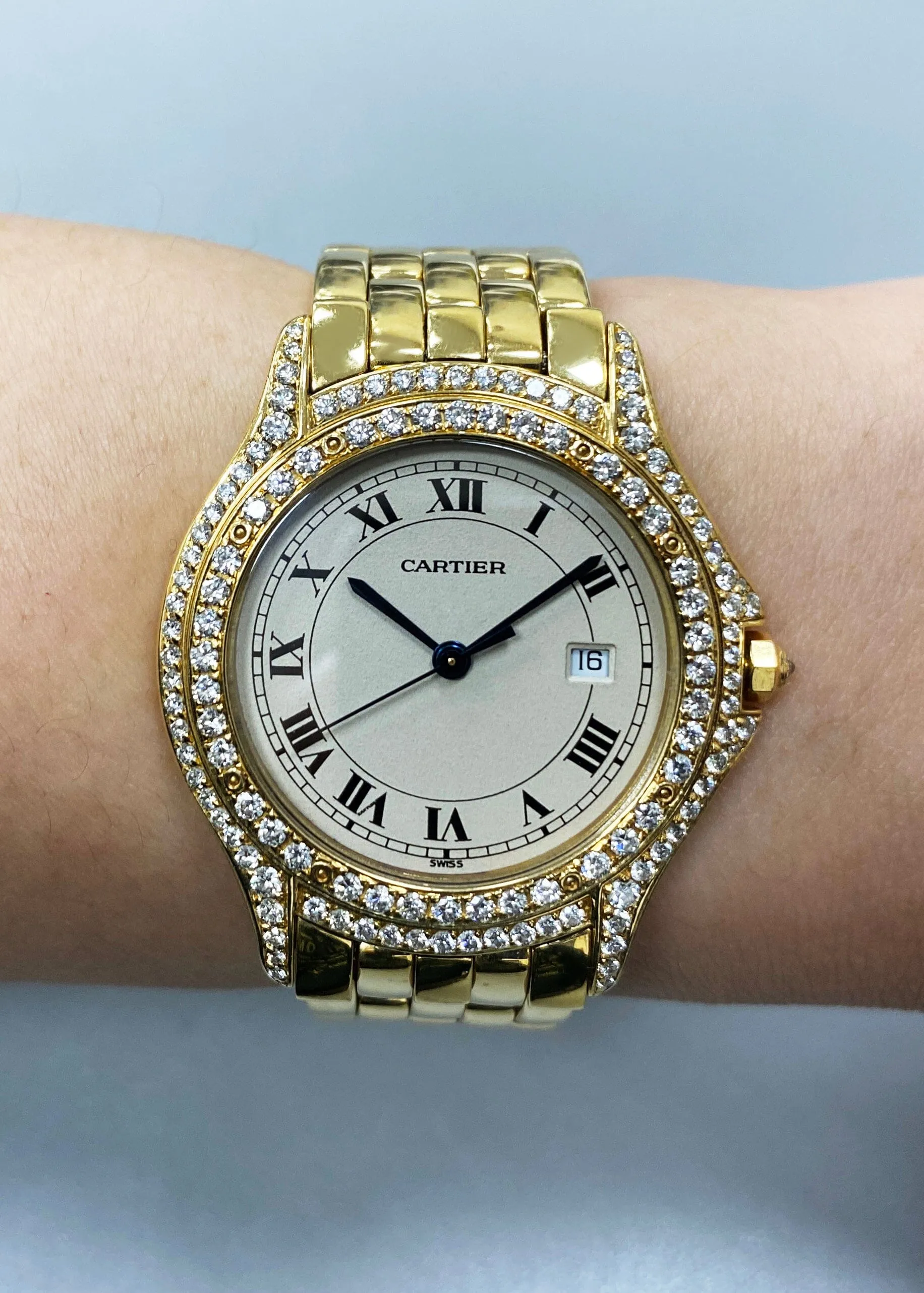 Cartier Cougar WF8006B9 Diamond 18K Yellow Gold Watch