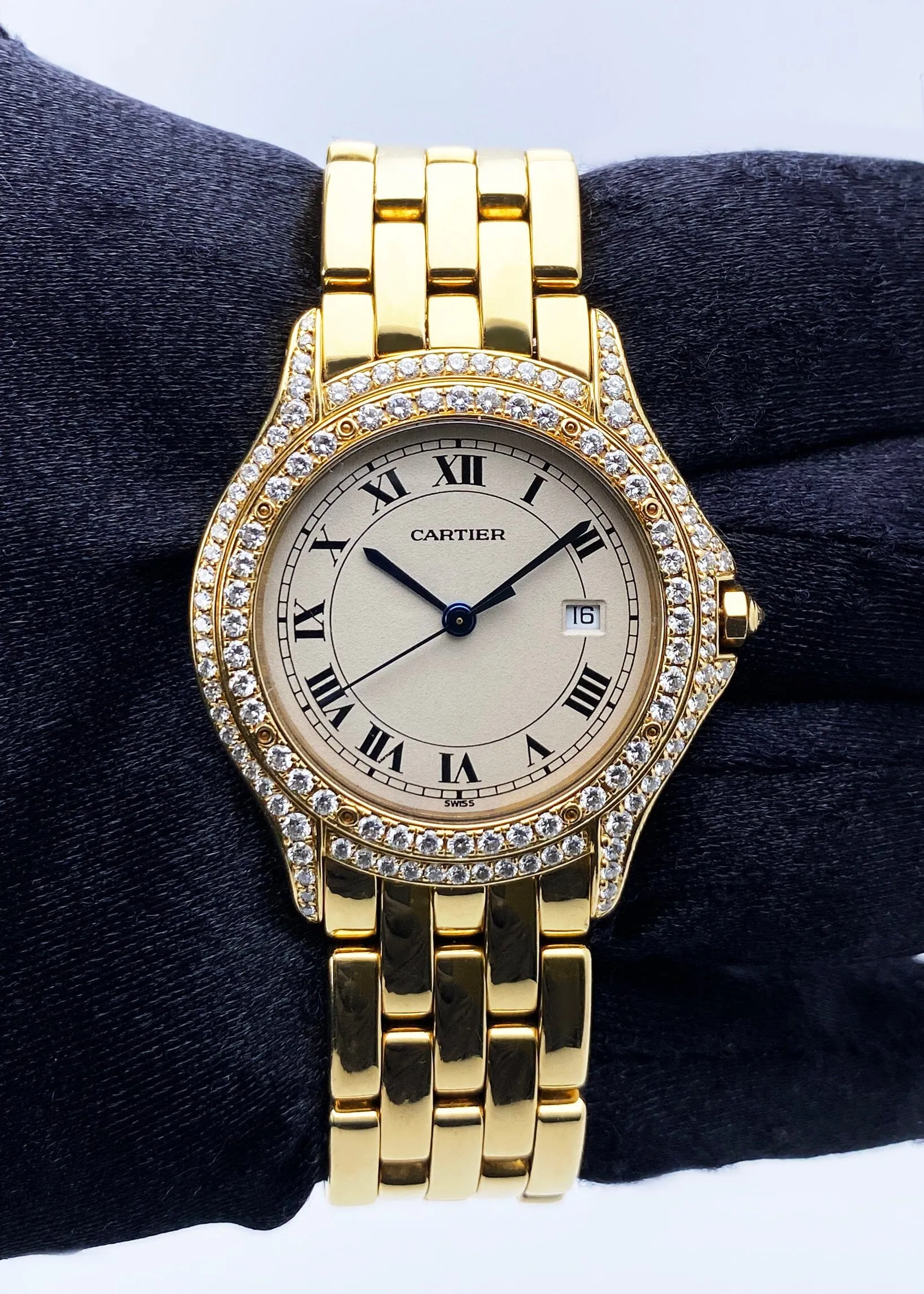 Cartier Cougar WF8006B9 Diamond 18K Yellow Gold Watch