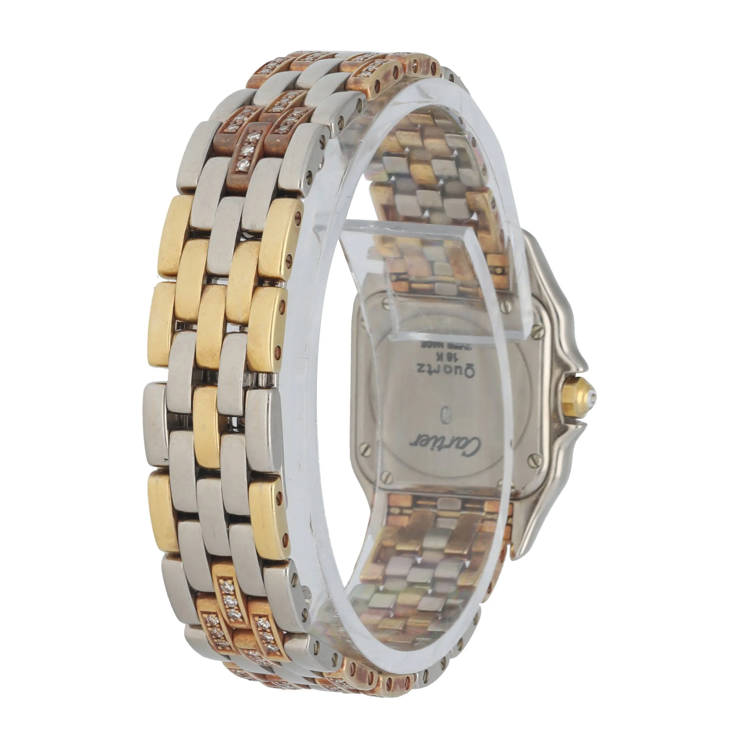 Cartier Panthere 18K White Gold & 18K Rose Gold Factory Set Diamonds Ladies Watch