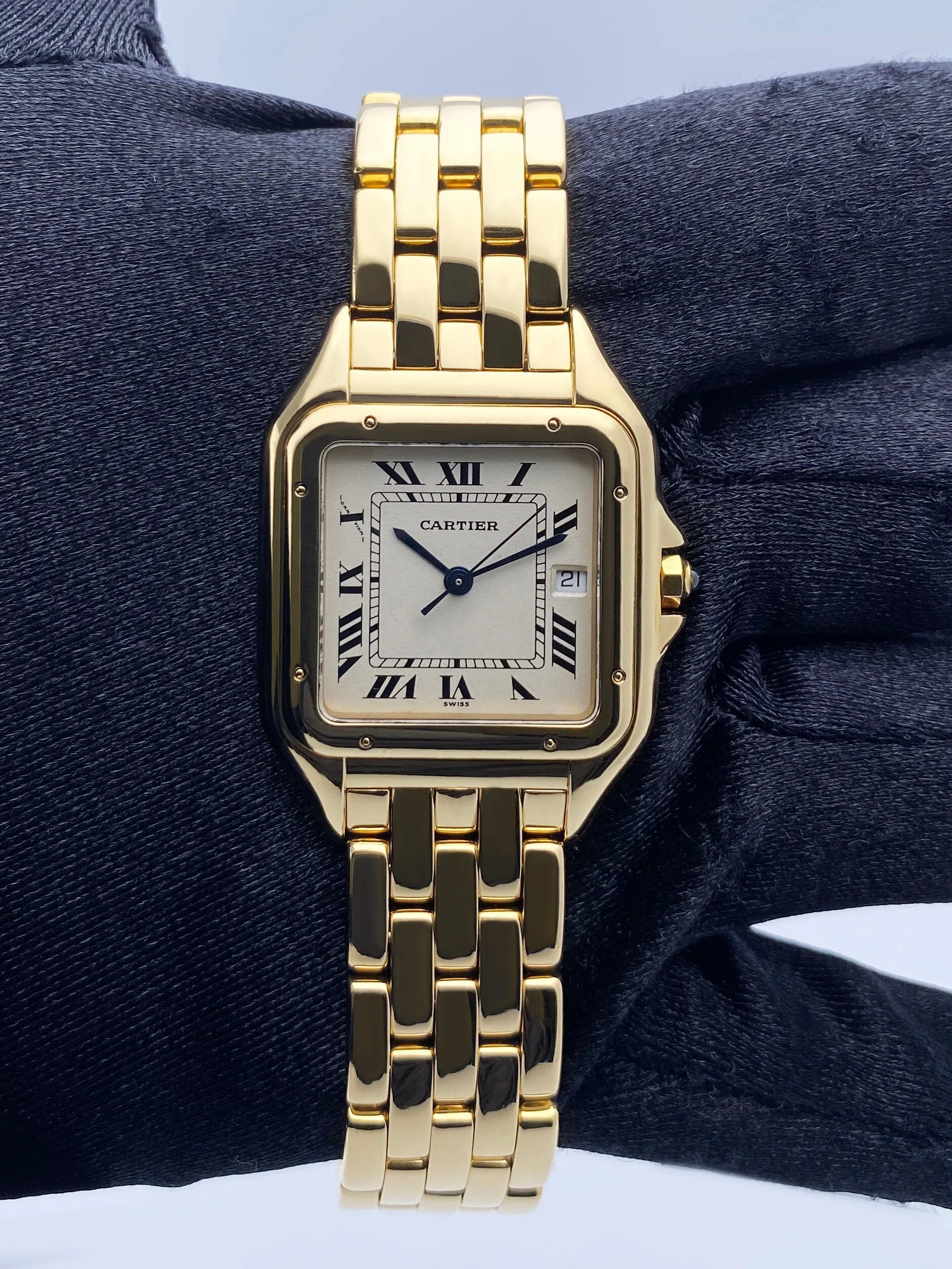 Cartier Panthere 887968 18K Yellow Gold Mens Watch Box Papers